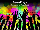 PowerPoint Template - Cheering people hands silhouettes with lights