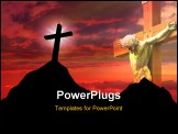 PowerPoint Template - High resolution graphic of a cross on top of a mountain