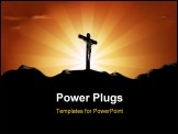 PowerPoint Template - crucified Jesus on cross in the sunset