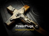 PowerPoint Template - The bible and wooden crucifix with the image Jesus Christ