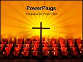 PowerPoint Template - Crucifix and red candle holders with cross in Catholic church against old adobe wall