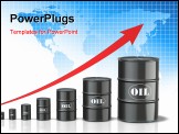 PowerPoint Template - 3D concept with oil barrels with increasing arrow