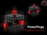 PowerPoint Template - Black cube with three little cube isolated on white