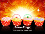 PowerPoint Template - A row with cupcake muffins with red paper