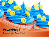 PowerPoint Template - Cupcakes decorated with yellow smiley face sprinkles