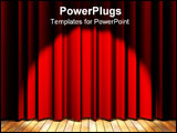 PowerPoint Template - Wooden floor stage and a red curtain in the background