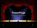 PowerPoint Template - Theater stage with red curtain and spotlights on the stage floor