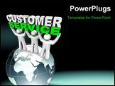 PowerPoint Template - Three customer service representatives lift the words