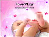 PowerPoint Template - Photo of a Baby holding her foot . ** Note: Shallow depth of field