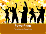 PowerPoint Template - Group of people dancing with graphic equalizer background.