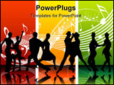 PowerPoint Template - Colorful couples dancing together with shadows on the background