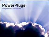 PowerPoint Template - Dark clouds emitting rays of sunlight.