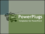 PowerPoint Template - Tank and truck on defense green
