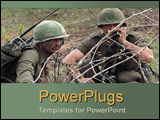 PowerPoint Template - Army duo communicate behind barbed wire