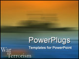 PowerPoint Template - War on Terrorism theme with wash of war ship