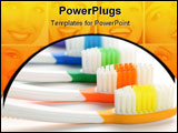PowerPoint Template - Close up of multicolored toothbrushes on white background