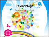 PowerPoint Template - illustration for kids with planet earth and colorful flowers