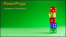PowerPoint Template - multicolored dices on green cloth