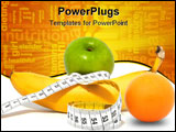 PowerPoint Template - Diet: apple and banana with measure tape isolated on white background