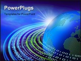 PowerPoint Template - Binary data stream speeding around the digital earth globe on dawn