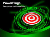 PowerPoint Template - d illustration of a circular red and white metallic target surrounded by a ring of glowing green bi