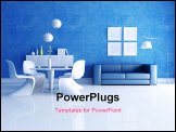 PowerPoint Template - modern dining room with blue sofa - rendering