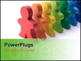 PowerPoint Template - brightly colored wooden people standing in a line.