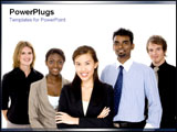 PowerPoint Template - Group of diverse workers standing together in a team.