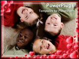 PowerPoint Template - diversity series - four children playing together.