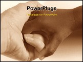 PowerPoint Template - diversity - caucasian adult holding hands with an african american child.