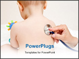 PowerPoint Template - Children doctor exams baby girl with stethoscope