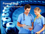 PowerPoint Template - Smiling medical doctors with stethoscopes. Isolated over white background