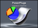 PowerPoint Template - d illustration of two blank sheets of paper with a multi-colored pie chart on a medium gray reflect