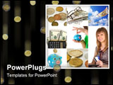 PowerPoint Template - Money concept collage. Different types of the money