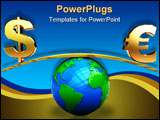 PowerPoint Template - 3d illustration of dollar and euro signs on scale