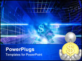PowerPoint Template - Digital illustration of Dollar sign in blue colourful background