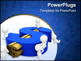 PowerPoint Template - 3D men around a dollar sign isolated over a white background