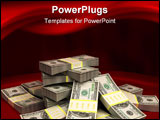 PowerPoint Template - 3d illustration of dollars stack over red colors background