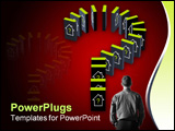 PowerPoint Template - an illustration of dominoe with house icons on