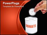 PowerPoint Template - Donation Box and clock Concept of time to donate or donate your time.