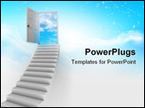 PowerPoint Template - abstract 3d illustration of stairway and door to heaven