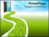 PowerPoint Template - Conceptual image - road with bright green grass