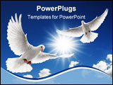 PowerPoint Template - two doves flying with spread wings on sky
