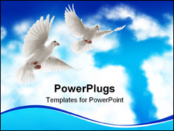 PowerPoint Template - two doves flying with beautiful nature scenic