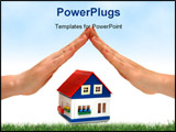 PowerPoint Template - hands over a small house white background