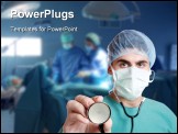 PowerPoint Template - medical doctor with stethoscope in emergency room selective focus