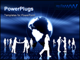 PowerPoint Template - Picture of man and woman doing worldwide business in virtual business place