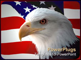 PowerPoint Template - he national bird of the United States Of America, the majestic bald eagle against a Flag background