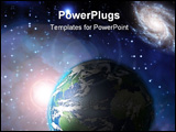 PowerPoint Template - Earth floats in star filled space before sun