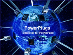 PowerPoint Template - Concept of internet using the Virtual 3D Cable connecting with Planet Earth.